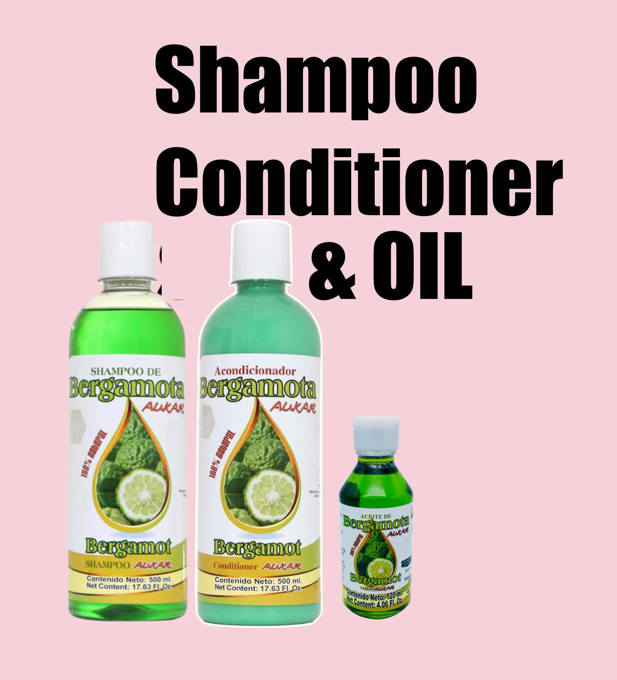 Bergamota SHAMPOO Aukar Organic Hair Loss Shampoo 100% NATURAL 17.63 Oz- Hair Loss