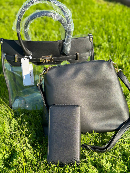 Black 4 piece handbag set
