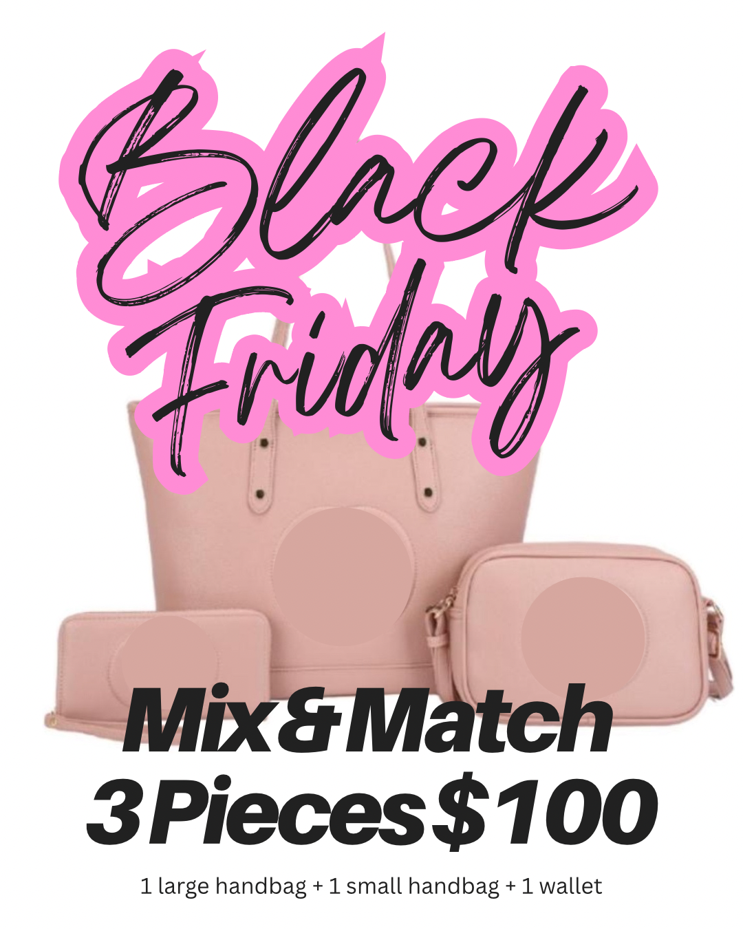 2 Handbags (1 large +1 small) + 1 Wallet Trio